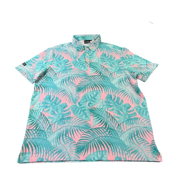 Sunday Swagger Other - Sunday Swagger Pink Blue Tropical AOP Golf Polo Size XL Mint